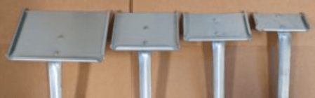 Metal ground stake with a flat top for securing tents or outdoor equipment, ideal for camping and outdoor activities.